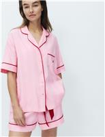 Cotton Blend Herringbone Striped Shortie Set