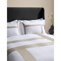 M&S X Kelly Hoppen Sateen Applique Bedding Set Taupe Mix
