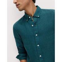 M&S Pure Linen Garment Dye Shirt Teal
