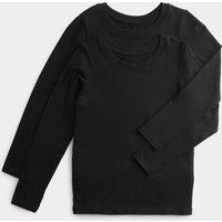 M&S 2 Pack Heatgen Thermal Lightweight Tops (2-14 Yrs) Black