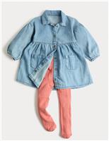 Cotton Rich Denim Dress & Tights (0-6 Yrs)