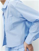 Pure Cotton Striped Cropped Pyjama Shirt