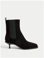 Suede Chelsea Kitten Heel Ankle Boots
