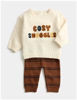 2pc Cotton Blend Cosy Snuggles Knit Outfit (0-3 Yrs)