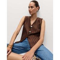 Plisse V-Neck Button Through Waistcoat