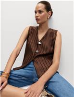 Plisse V-Neck Button Through Waistcoat