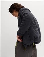 Textured Funnel Neck Puffer Jacket