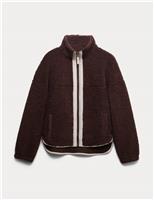 Faux Shearling Zip Up Fleece Jacket