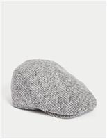 Wool Blend Houndstooth Flat Cap