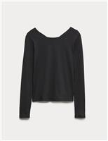 Go Balance Scoop Neck Open Back Fitted Top