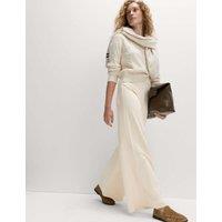 M&S Jersey Wide Leg Trousers with Stretch Ecru