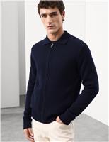 Cashmere and Wool Blend Collared Knitted Jacket