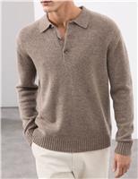 Cashmere and Wool Blend Relaxed Polo Jumper