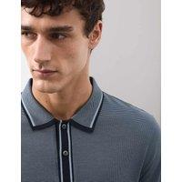 Autograph Pure Cotton Jacquard Polo Shirt Dark Navy