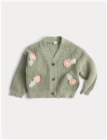 Pure Cotton Knitted Flower Cardigan (0-3 Yrs)