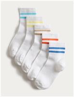 5pk Cotton Rich Sports Rib Quarter Length Socks