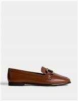 Leather Trim Flat Loafers