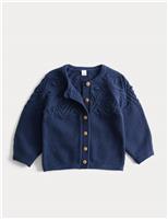 Pure Cotton Bottle Stitch Yoke Cardigan (0-3 Yrs)