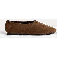 M&S Suede Flat Ballet Pumps Light Brown