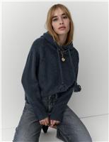 Textured Hoodie with Alpaca