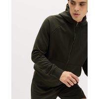 Goodmove Performance Jersey Zip through Hooded Jacket Dark Khaki