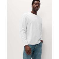 M&S Ultimate Cotton Blend Long Sleeve T-Shirt White