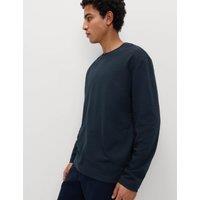 M&S Ultimate Cotton Blend Long Sleeve T-Shirt Navy