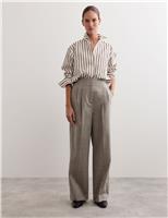 Italian Wool Rich Pleat Front Wide Leg Trousers