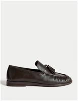 Leather Tassel Flat Loafers
