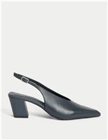 Leather Slingback Chisel Toe Court Shoes