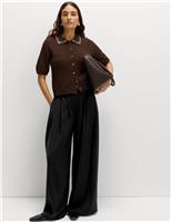 Satin Twill Triple Pleat Palazzo Trousers