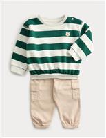 2pc Striped Sweatshirt Cargo Outfit (0-6 Yrs)