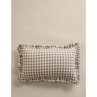 M&S Chenille Woven Gingham Bolster Cushion Green