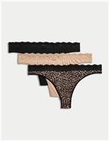 3pk Lace Trim Thongs