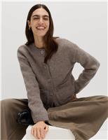 Crew Neck Pocket Detail Cardigan