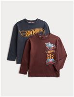 2pk Pure Cotton Hot Wheels Long Sleeve Tops (2-8 Yrs)