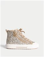Kids Glitter High Top Trainers (4 Small - 6 Large)