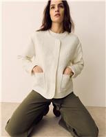 Cotton Blend Quilted Collarless Jacket