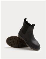 Kids Leather Plain Chelsea Boots (4 Small - 7 Large)