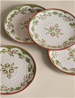 Set of 4 Winter Foliage Side Plates