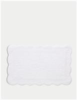 M&S Pure Cotton Scalloped Bath Mat Blue