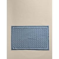 M&S Pure Cotton Geometric Bath Mat Chambray