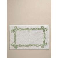 M&S Pure Cotton Bow Bath Mat Soft Green