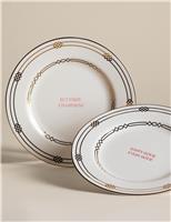 Set of 2 Deco Slogan Side Plates