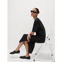 M&S Pure Cotton Midi Relaxed T-Shirt Dress Black