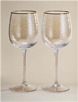 Set of 2 Hammered Lustre Wine Glasses
