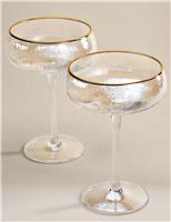 Set of 2 Hammered Lustre Coupe Glasses