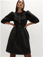 Pure Cotton Denim Mini Waisted Dress