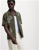 Regular Fit Cotton Linen Blend Short Sleeve Shirt