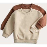 M&S 2 Pack Cotton Rich Sweatshirts (2-8 Yrs) Neutral